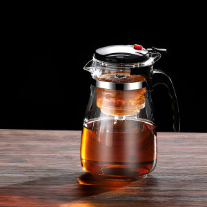 750ml One-Click Filter Tea Set Thickened Transparent Heat Resistant Glass Teapot One-Button Filtering Teapot