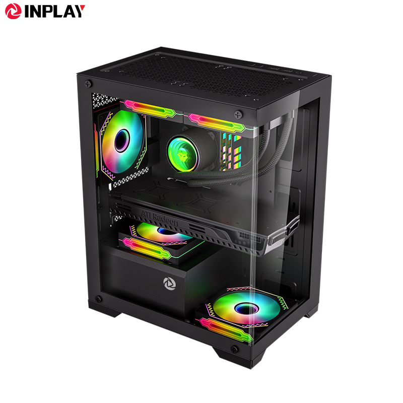 Inplay OpenView V100 PC Case Gaming Computer Case Mid-Tower M-ATX Desktop Case With Tempered Glass