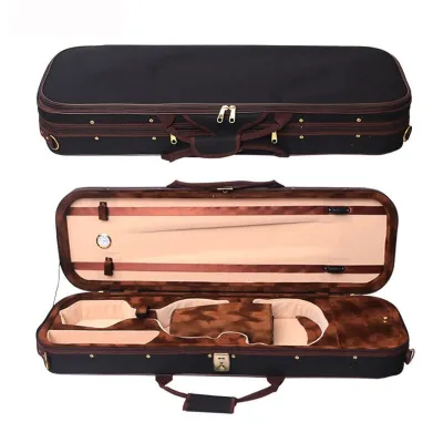 Fastshipping 4/4 3/4 1/2 1/4 1/8 Black Foam Square Violin Box Violin Square Case With Hygrometer Violin EssaryFast shipping