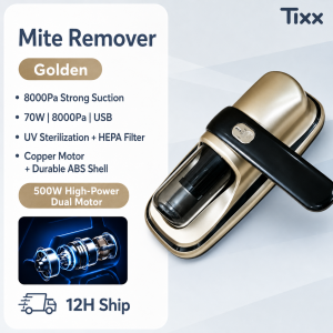 TIXX Mite Vacuum Cleaner 25000PA For Home/Bed/Pet/Sofa Twin-Chamber 60℃ UV sterilization Multi-stage HEPA Filtration