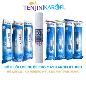 Bộ 8 lõi lọc nước Karofi gồm bộ thô 123 RO100US 5678 cho máy lọc nước Karofi KT-K8I1 - Hàng chính hãng