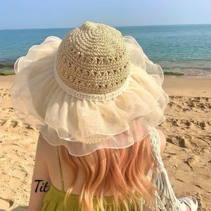 Mũ cói VIỀN REN BÈO NHÚN  VIỀN NG ỌC TRAI bánh bèo đi biển thời trang nữ - Mũ đi biển