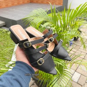Sandal heel slip-on mules wanita terbaru dan kekinian HG-03