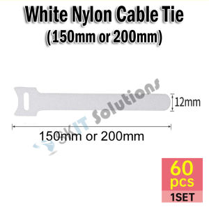 【SKIT SG】60pcs T-Type Velcro Nylon Cable Ties Single/Mix Colors (150mm/200mm) – Long Reusable Adjustable Hook & Loop Straps for Wire Management Cord Organizer Multi-Color Fastening Strips Cable Winder Wraps for Home Office Computer TV Electronics DIY