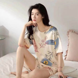 ชุดนอน ชุดนอนคอกลม ชุดนอนลายการ์ตูน ชุดนอนสตรี แขนขาสั้นผ้าคอตตอนผ้านิ่มใส่สบายลวดลายสวยใส่นอนได้สบายมาก