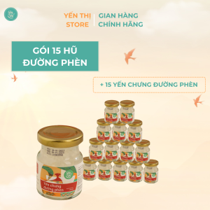 (Tặng muỗng gỗ đơn 450k)Yến Thị -Gói quà tặng cao cấp 15 hũ yến-Yến chưng đường phèn -yến sào Nha Trang 30% yến hũ 70ml
