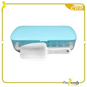 ONE-C873 Cetakan Es Batu Mode Tekan Press Dengan Wadah Free Sendok Plastik / Tempat Penyimpanan Ice