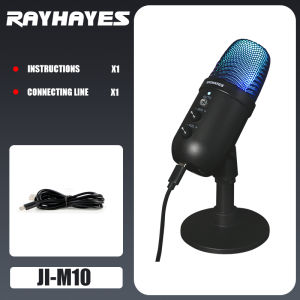 RAYHAYES USB Microphone RGB Lighting Gaming Mic for PC Voice Gaming Live Streaming Noise Canceling