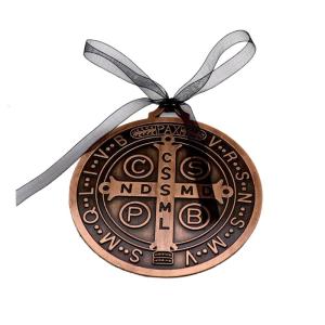 Benedict Protections Medals with Ribbon Priest Benedict Crosses Medals Vintage for Door Wall Hanging Or Desk Display