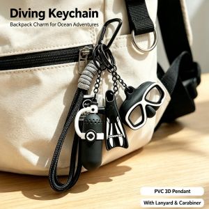 Diving Theme Keychain 3D Mini Dive Gear Bag Pendant Oxygen Cylinder Fin Goggles Key Ring Ocean Adventure Key Chain For Backpack