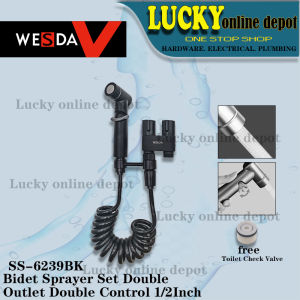 SS-6239 BIDET SPRAYER SET WITH DOUBLE CONTROL OUTLET & TELEPHONE WIRE HOSE 1/2