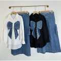 setelan wanita one set jeans / one set wanita atasan dan rok / setelan wanita import / ribon one set rok. 