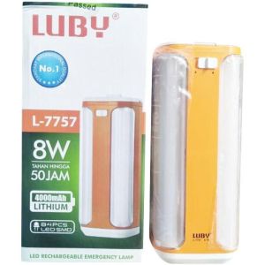 Luby Lampu Emergency Petromak 4 Sisi L7757 Frosted SMD 80 LED Light Led Rechargeable