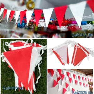 Murah Bendera Segitiga merah putih renteng / Bendera HUT RI 17 Agustus / bendera umbul merah putih & Warna Warni
