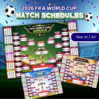 Match Schedule FIFA World Cup 2026 soccer party wall chart poster jadual perlawanan bola sepak