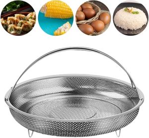 Khay Hấp Thực Phẩm Tròn Bằng Inox Cao Cấp Không Lo Hoan Gỉ Có Quai Xách Chống Nóng Tiện Dụng