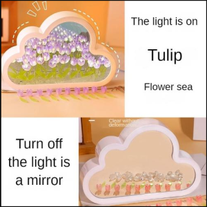 Tulip Mirror Lamp 3 Colors Best Gift Cloud Night Light DIY Tulip Light Creative Flower Light.