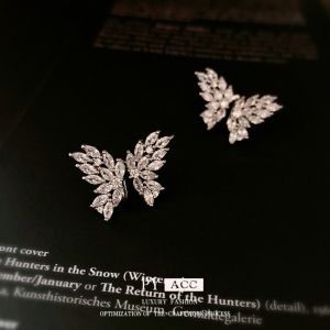 Light Luxury Rhinestone Butterfly Earrings Women Korean Fashion Earring Simple Wedding Jewelry Earrings Women
