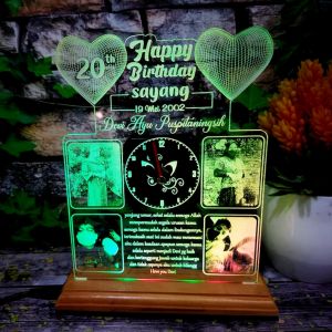 NEW MODEL !! KADO ULANG TAHUN WEDDING ANNIV LAMPU HIAS AKRILIK REQUEST FOTO DAN UCAPAN