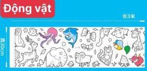 [Voucher 10k]Đồ chơi Cuộn tranh tô màu 3m - 30cm cho bé có thể cắt dán hình (mẫu không có keo dán)