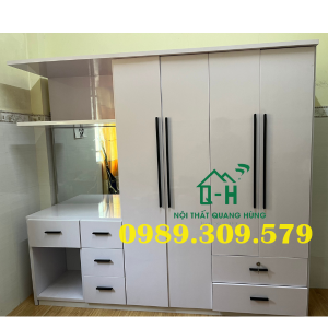 TỦ NHỰA ĐÀI LOAN 4 CÁNH KÈM BÀN TRANG ĐIỂM MÀU TRẮNG CAO CẤP HCM