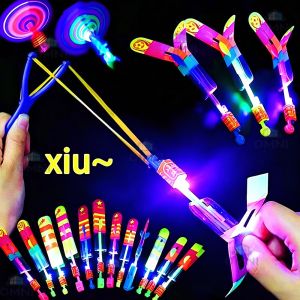 🔥SG Stock🔥 LED Slingshot Outdoor Shining Rocket Flash LED Light Night Kids Luminous Slingshot Toys Elastic Helicopter
