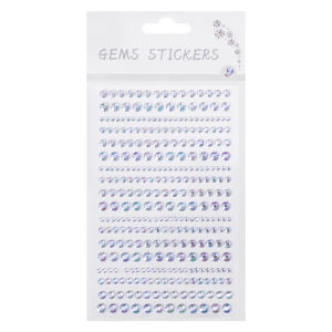 เพชรพลอยเทียมสติ๊กเกอร์อะคริลิคติดตามใบหน้าแต่งหน้างานปาร์ตี้คริสตัลสดใสแบบมีกาวในตัวสติกเกอร์ตกแต่งใบหน้าขนาดเล็กแบบ DIY