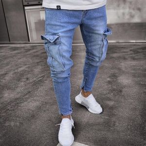 2024 Mens Stretch Jeans Trousers Pocket Pants