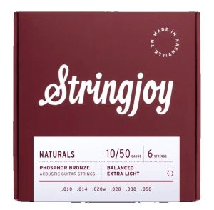 สายกีต้าร์โปร่ง 10/50 Stringjoy Naturals Phosphor Bronze​ ​Acoustic​ Guitar​​ Strings​ US Made