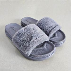 Sandal Selop Wanita Fashion Woman Slip On Kekinian Bulu Polos Lembut Kasual Santai Import COD SPT-52