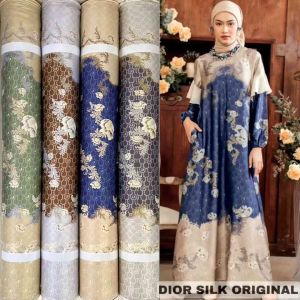 Kain Mengkilap Dr Silk Motif Rose Flower harga setengah meter