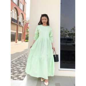 SJM GAMIS UNIQL0 TANGAN KARET BAHAN KATUN POPLIN PREMIUM UKURAN BIG SIZE LONG DRESS CANTIK HAWAI