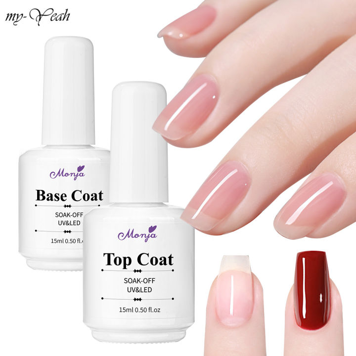 Myyeah 1pc 15ml Nail Art UV Gel Base Varnish Top Coat LED Lamp