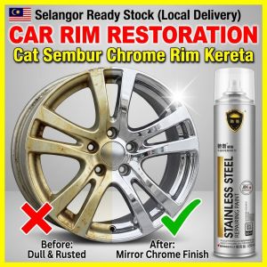 🇲🇾Selangor Ready Stock Chrome Spray Paint 350ml Silver Metallic Car Wheel Rim Hub Refurbish Cat Sembur Perak Besi