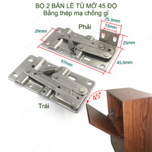 Bộ 2 bản lề tủ 45 độ bằng thép mạ niken chống gỉ dùng chỏ tủ bếp tủ giày