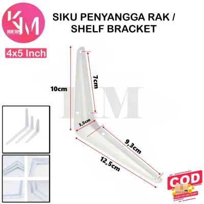 (1PCS). Siku Penyangga Rak Dinding Besi L Hitam & Putih Shelf Bracket Breket Ambalan