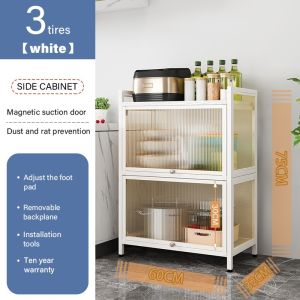 Kitchen Rack Storage Cabinet With Door Floor-standing Multi-layer Microwave Oven Pot Rack Sideboard Cabinet