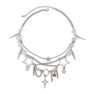 Fashionable Irregular Layer Tassels Necklace Featuring A Star Charm Jewelry Accessory for Special Occasions Wear