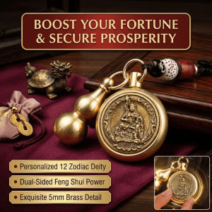 Chinese Zodiac Rotatable Brass Gourd Keychain Fengshui Keychain Pendant Copper Lucky Charm 已祈福 十二生肖可旋转黄铜葫芦钥匙扣