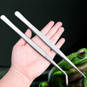 Stainless Steel Aquarium Tweezers 30cm fish tank tweezers Straight Elbow Aquarium cleaning tool for forceps clip