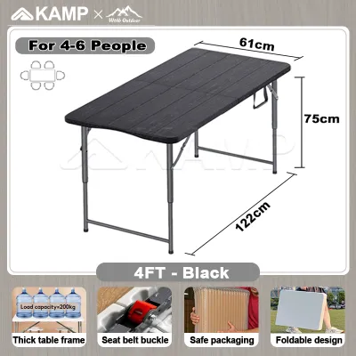 Folding Table | 6ft/4ft Foldable Table Heavy Duty Portable Folding Table Adjustable Hight Computer Table Dining Table for 8 People Suitable for Picnic and Outdoor Party
