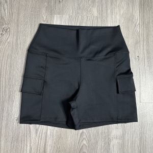 Quần Đùi Thể Thao Nữ Tập Gym Yoga Có Túi Nắp Lưng Cao Vải Thun Lạnh Co Giãn Tốt