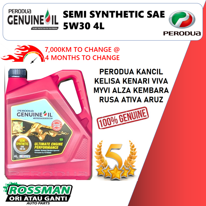 [NEW 2021 Pack] Perodua Genuine Oil Semi Synthetic 5W-30 5W30 4L ...