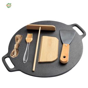 แพนเค้กแพนแพนเค้กรอบแพนเค้กกระทะพร้อมด้ามจับเหล็กหล่อกระทะแพนเค้กสำหรับตั้งแคมป์กลางแจ้ง[Winnereco World]