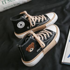 [Free Shipping] Spring New Korean-Style High-Top Canvas Shoes Casual Shoes For Female Students Vulcanized Shoes Single Shoes White Sneakers WomenS G61