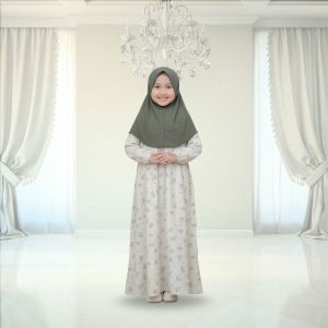 Gamis Anak Motif Bunga Set Hijab - Gamis Dress Anak Permpuan Set Hijab Terbaru