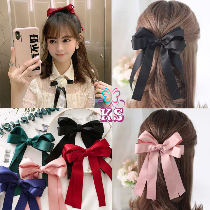 Korean Style Ribbon Bow Hairpin Womens Versatile Long Ribbon