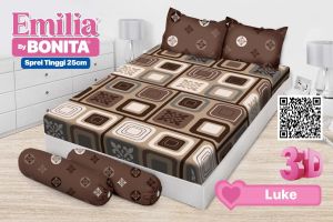 BONITA SPREI EMILIA BY BONITA 3D ANTI LUNTUR SEPREI SEPRAI 180 x 200 KASUR NO.1 T.25CM