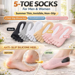 Breathable Toe Socks Five Toe Low Cut Invisible No Run Anti Slip Socks for Women Men Summer Lightweight Non Slip Socks