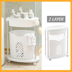 House of EQA Bathroom Rack Toiletries Shelf Organizer Multi-functional Storage Bin Organizer Rack Kitchen Utility Storage Laundry Basket and Sorter Cart Heavy Duty Movable with Universal Pulley Wheel removable Bottom Baskets Bathroom Shelving